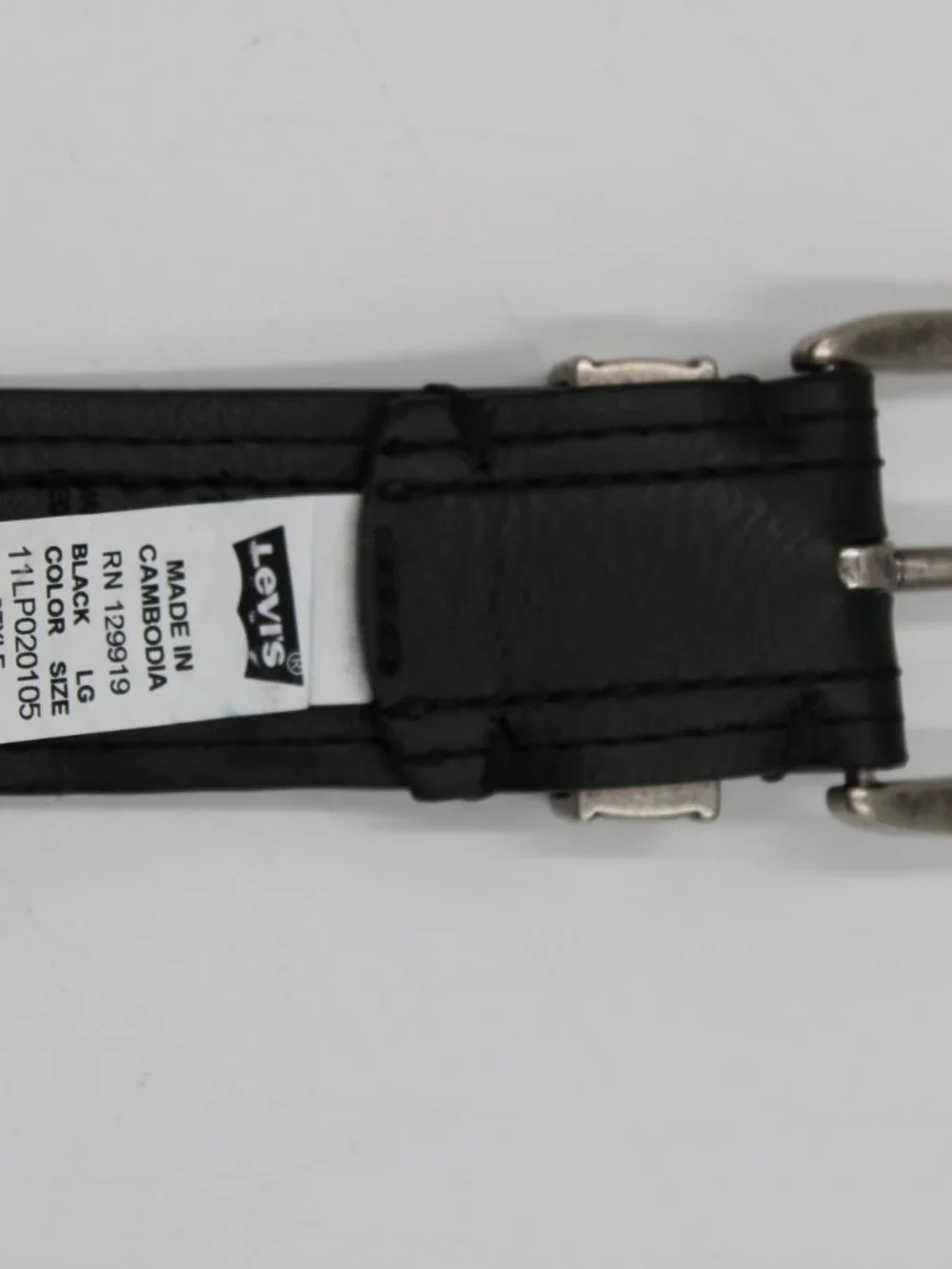 Levi's Synthetic Leather Belt Black Size L 38-40 Work Dress Silver Buckle 1.5